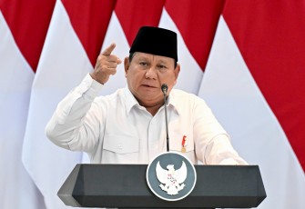 Presiden Republik Indonesia (RI), Prabowo Subianto, di Istana Negara, Jakarta, Senin (05/05/2025).