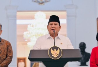 Presiden Prabowo dalam konferensi pers di Istana Merdeka, Jakarta, Minggu (31/8).