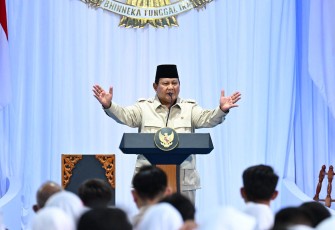 Presiden Prabowo Subianto dalam Peluncuran Program Digitalisasi Pembelajaran untuk Indonesia Cerdas.