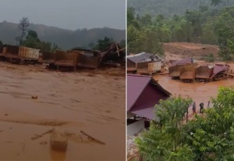 Kejadian banjir bandang di Kabupaten Morowali Utara, Provinsi Sulawesi Tengah, pada Jumat, (3/1). sumber video: BPBD Kabupaten Morowali Utara