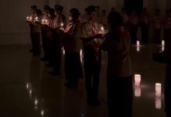 Kegiatan Renungan Ulang Janji dan Tasyakuran HUT Pramuka ke-64, di aula Kantor Kecamatan Karanganyar, Kabupaten Karanganyar, Rabu (13/8/2025)