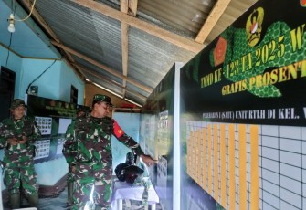 Dansatgas TMMD Ke-123 Kodim 1310/Bitung saat meninjau poskotis yang berada di lokasi TMMD Kelurahan Wangurer Barat