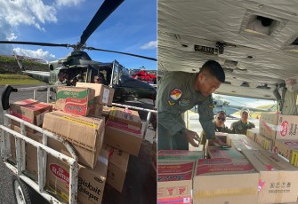 Helikopter TNI AD saat Distribusikan Logistik dari Udara untuk Warga Terisolasi di Sibolga