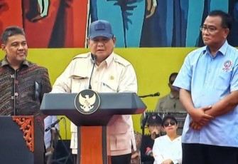 Presiden Prabowo Subianto hadir dalam acara peringatan Hari Buruh Internasional Tahun 2025 yang diselenggarakan di kawasan Monumen Nasional (Monas), Jakarta, pada Kamis, 1 Mei 2025