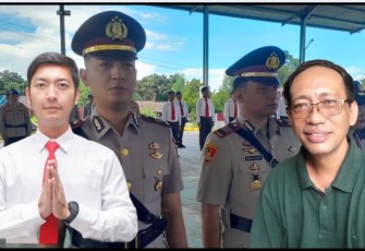 Foto Ketua PWI Bitung, Muaz Taizar Basalamah Kaos Hijau dan Mantan Kasat Reskrim Polres Bitung, Iptu Gede Indra Asti Angga Pratama, S.Tr.k.,S.I.K.,M.H