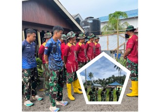 Apel pagi satgas TMMD Ke-123 Kodim 1310/Bitung di titik sasaran TMMD