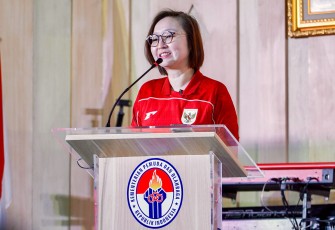 Wakil Menteri Ekonomi Kreatif/Wakil Kepala Badan Ekonomi Kreatif (Wamenekraf/Wakabekraf), Irene Umar, menghadiri acara Financial Love Story yang diselenggarakan di Kementerian Pemuda dan Olahraga (Kemenpora), Jakarta, Sabtu, 22 Februari 2025