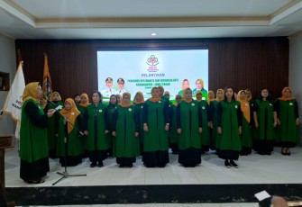 Pelantikan pengurus DPC Wanita Tani Indonesia HKTI Karanganyar Periode 2026 - 2031 di aula Rumah Dinas Wakil Bupati Karanganyar, Kamis (8/1/2026).