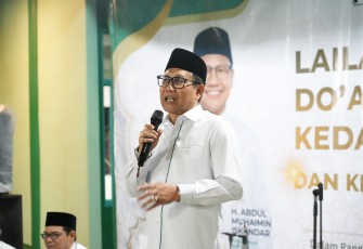 Ketua DPW PKB Jatim, Abdul Halim Iskandar dalam rangkaian kegiatan Ramadan yang dipuncaki dengan peringatan Nuzulul Qur’an sekaligus konsolidasi kader di Surabaya, Jumat (13/3).