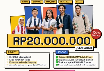 Beasiswa Gerak Tumbuh 2026 Gelombang 2 Resmi Dibuka: Rp20.000.000/Semester untuk Semua Jenjang Pendidikan Tanpa Syarat IPK