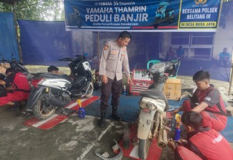 Adakan Bakti Sosial Servis Kendaraan Gratis Terdampak Banjir Polsek Belitang III Bekerjasama Dengan Deler Yamaha Thamrin Brothers