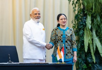 Ketua DPR RI Puan Maharani menerima kunjungan kenegaraan Perdana Menteri (PM) India, Narendra Modi beserta jajarannya di Gedung DPR RI