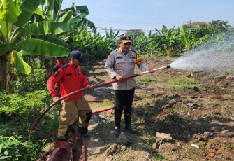 Polres Pelabuhan Tanjungperak Siram Lahan Jagung Ketahanan Pangan