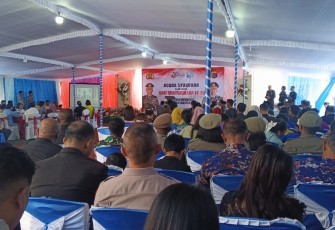 Suasana acara syukuran Hari Bhayangkara Ke-80 Polres Manggarai, Rabu 1 Juli 2026