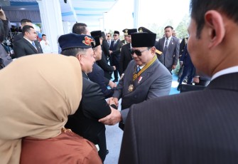 Menteri Dalam Negeri (Mendagri) Muhammad Tito Karnavian menghadiri Upacara Peringatan ke-80 Hari Bhayangkara di Lapangan Satuan Latihan Brimob Polri, Cikeas, Kabupaten Bogor