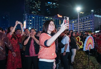 Wamen Ekraf Irene di kawasan Bundaran HI pada Jumat, 13 Februari 2026