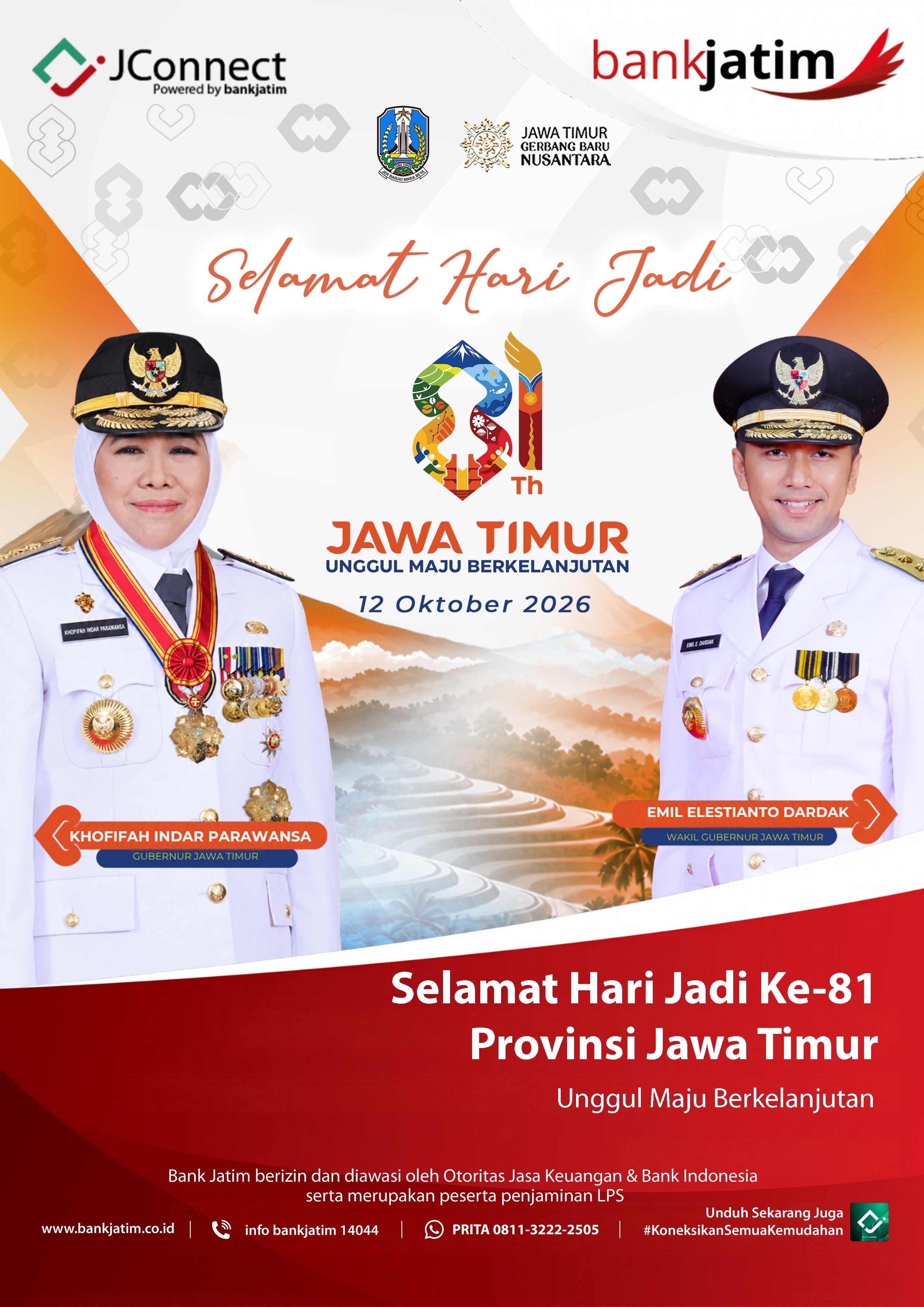 Bank Jatim Mengucapkan Selamat Hari Jadi ke-81 Provinsi Jawa Timur 