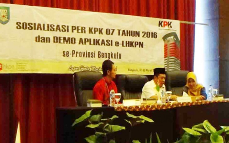 KPK melakukan sosisalisasi regulasi baru terkait pejabat wajib LHKPN, Rabu (01/03/2017).