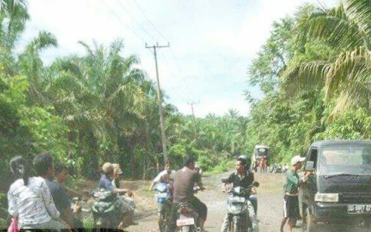 Kondisi jalan lintas barat Bengkulu, tepatnya di perbatasan Desa Serangai-Desa Selolong, Kabupaten Bengkulu Utara