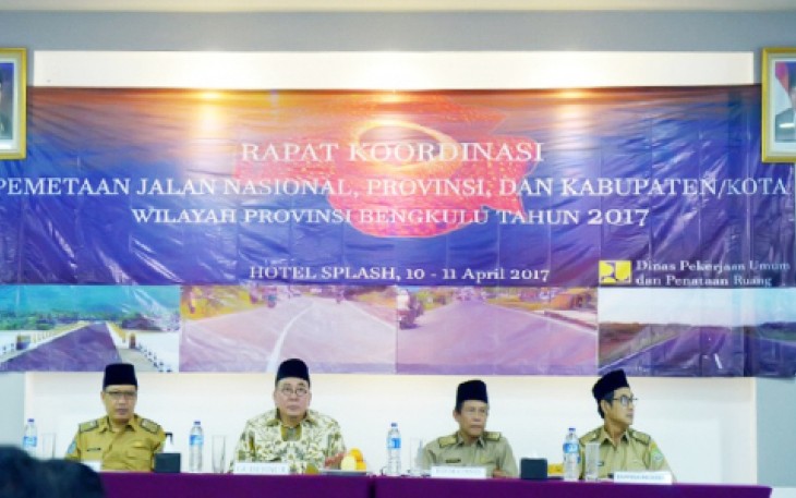 Dinas PUPR Provinsi Bengkulu menggelar Rakor terkait pemetaan jalan Nasional, Provinsi, Kabupaten dan Kota Bengkulu, Selasa (11/4/2017). 