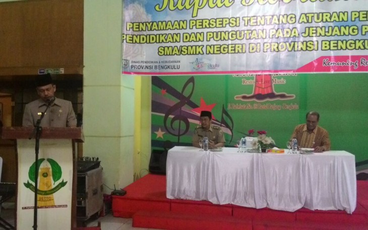 Rakor Penyamaan Persepsi Tentang Aturan Pembiayaan Pendidikan dan Pungutan Pada Jenjang Pendidikan SMASMK Negeri di Provinsi Bengkulu.
