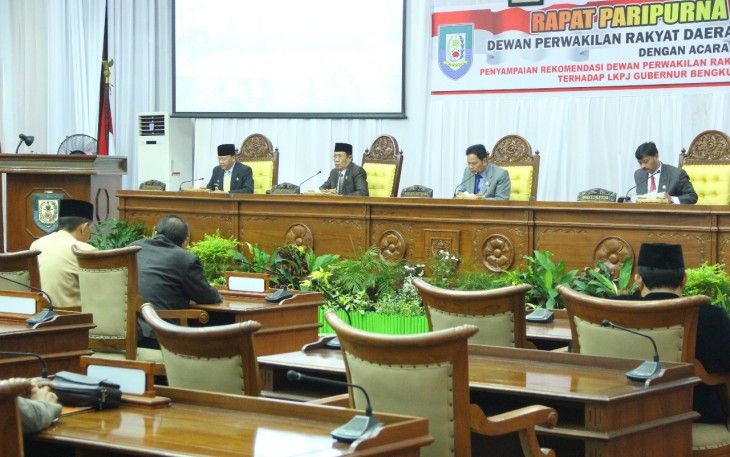 Rapat Paripurna Istimewa Penyampaian Rekomendasi DPRD Provinsi Bengkulu terhadap Laporan Keterangan Pertanggungjawaban.