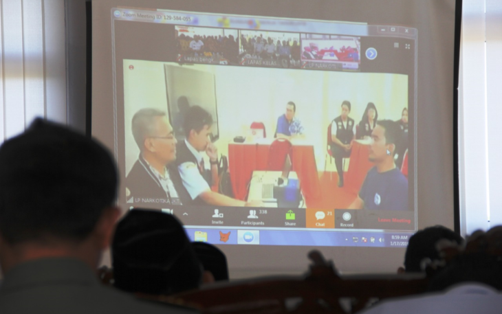 Mewakili Gubernur Bengkulu, Asisten I Setda Provinsi Bengkulu Hamka Sabri hadir pada Video Conferences Gerakan Nasional Jemput Bola Serentak Perekaman KTP-el di Lapas.