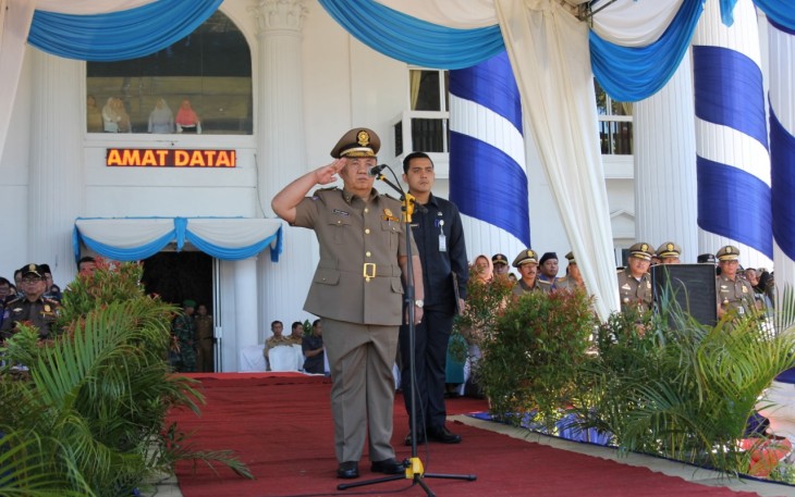 Sekretaris Daerah Provinsi Bengkulu Nopian Andusti Jadi Inspektur Upacara Peringatan  hari jadi Satuan Polisi Pamong Praja ke-69 Perlindungan Masyarakat ke-57 Serta Pemadam Kebakaran ke-100 