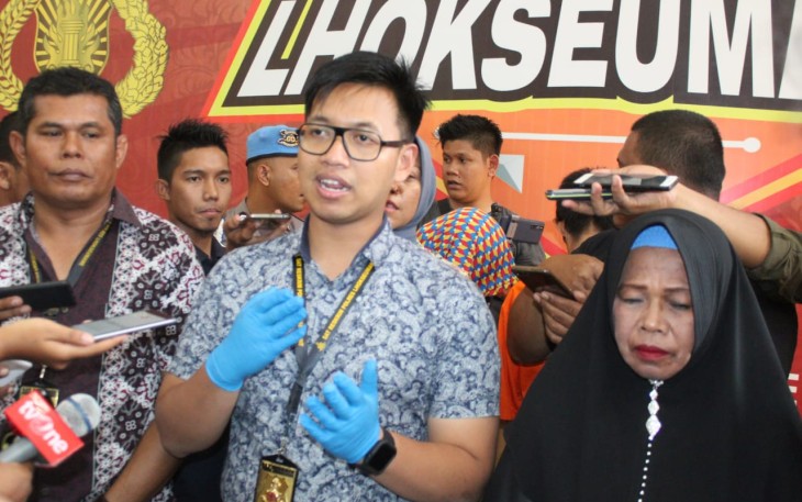 Kasat Reskrim AKP T Indra Herlambang saat memberi Konfrensi Pers