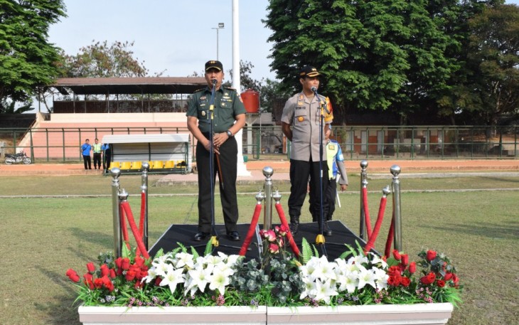 Dandim 0723/Klaten Lekol Kav Minarso SIP Dan Kapolres Klaten AKBP Wiyono Eko Prasetyo SIK MIK Pimpin Apel 