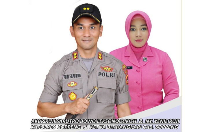 Kapolres Soppeng AKBP Puji Saputro Bowo bersama Ketua Bhayangkari Cab. Soppeng