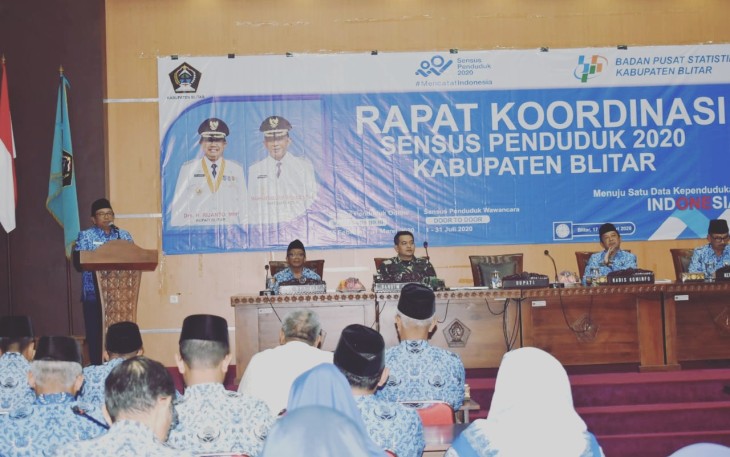 Bupati Rijanto saat memberikan sambutan di acara Rakor Sensus Penduduk tahun 2020 di kabupaten Blitar 