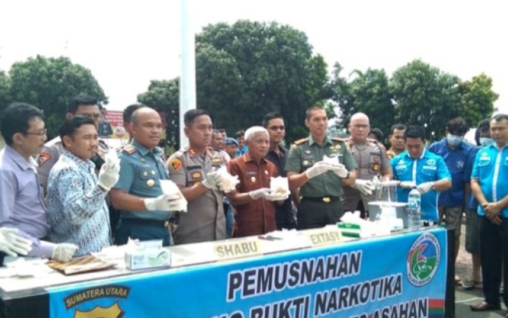 Barang Bukti Narkoba dari 58 Tersangka Dimusnahkan