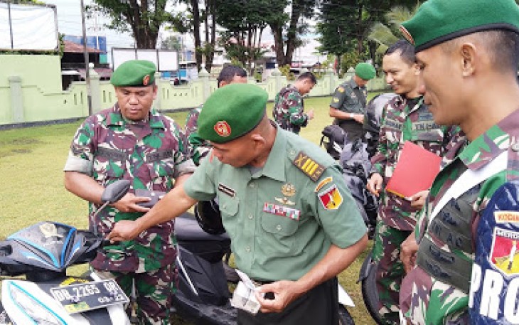 Kodim Bitung Cek Kelengkapan Kendaraan Dinas Maupun Pribadi Prajurit