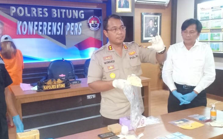 Kapolres Bitung saat gelar konferensi pers