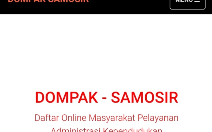 Aplikasi online pelayanan Dinas Dukcapil Samosir