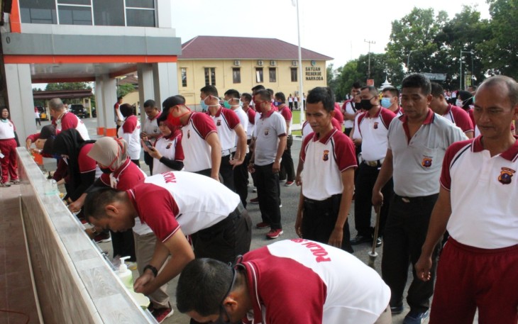 Polres Labuhanbatu Lakukan Langkah Pencegahan Penularan Virus Corona