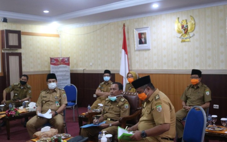 Hamka Sabri pada Video Conference di ruang VIP Pola Provinsi Bengkulu