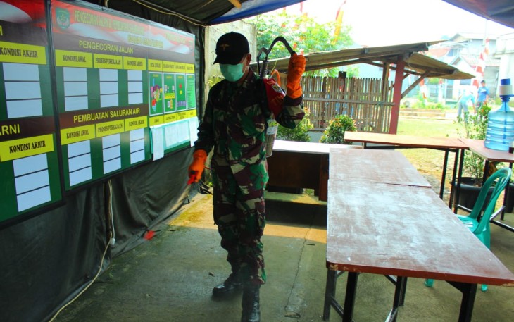 Posko Satgas TMMD 107 Kodim 0508/Depok Didisinfeksi