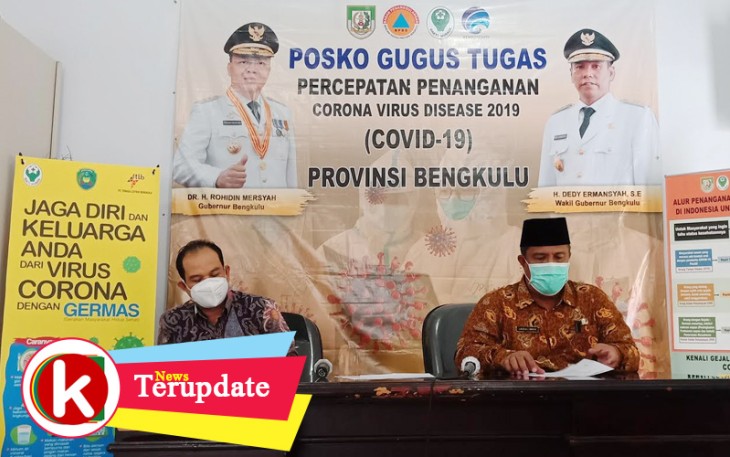 Kepala Dinas Kesehatan Provinsi Bengkulu Herwan Antoni saat keterangan pers Minggu (10/5).