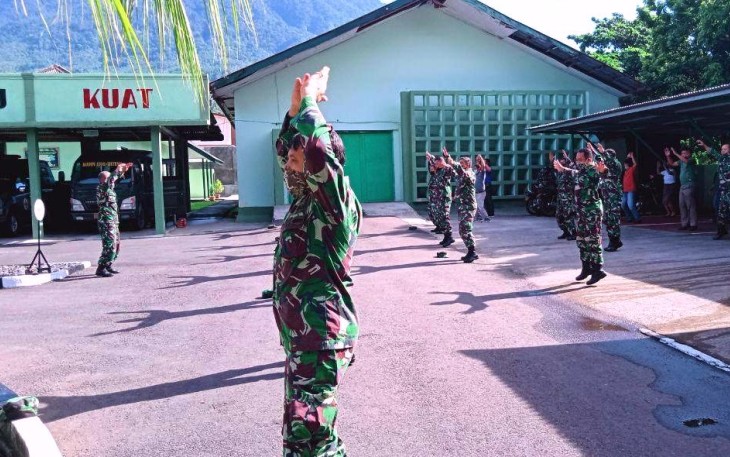 Personil 1310 Bitung Dan PNS Kodim Laksanakan Senam Pagi