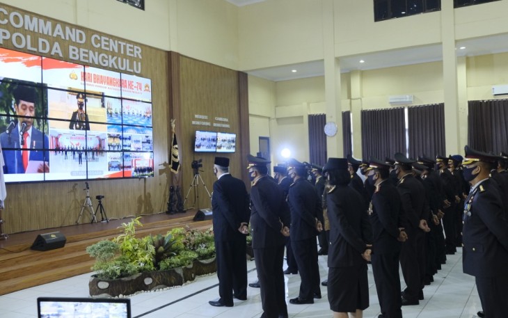 Peringatan Hari Bhayangkara Ke-74 Polda Bengkulu Dilakukan Secara Virtual