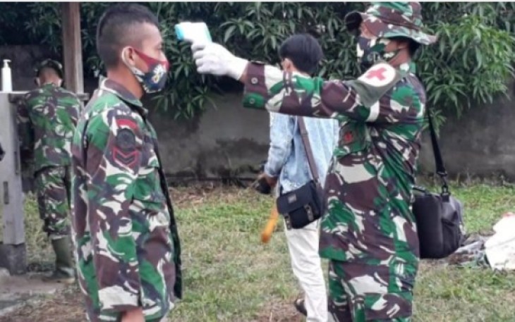Danki Satgas TMMD ke-108 Pimpin Protokol Kesehatan Sebelum Mengawali Kegiatan 