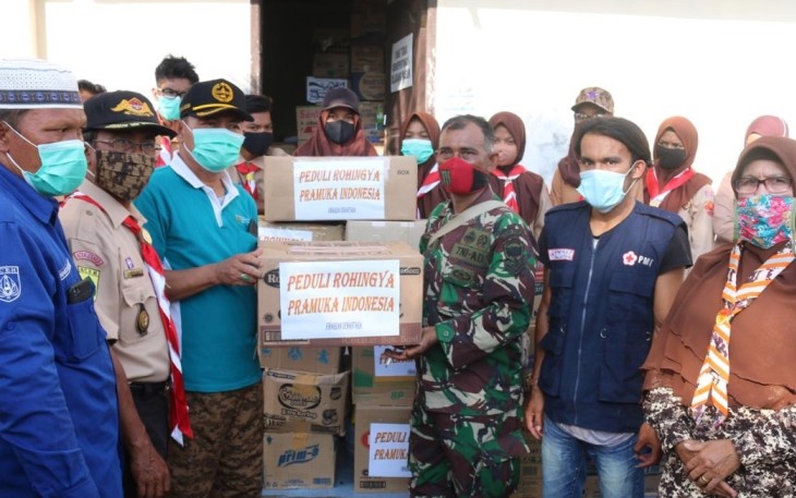 Gerakan Pramuka Kwarcab Aceh Utara Salurkan Bantuan Kepada Pengungsi Rohingya