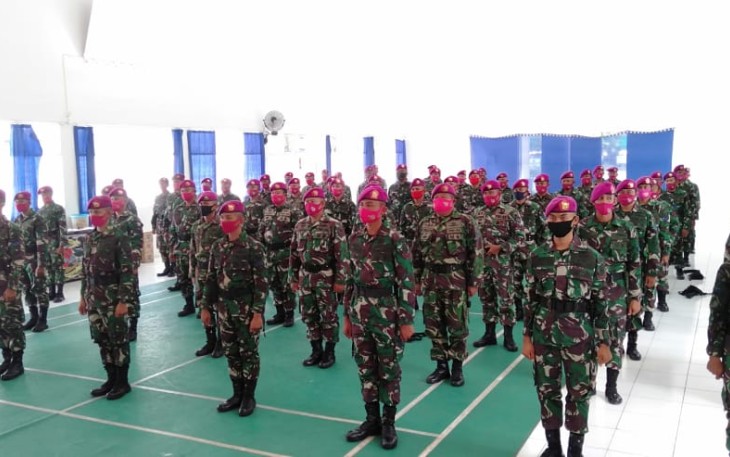 Prajurit Yonmarhanlan VIII Ikuti Upacara HUT Ke-75 RI Secara Virtual