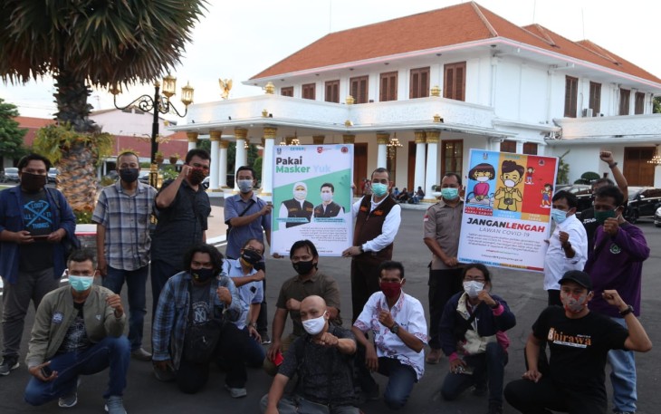 BPBD Jatim bersama wartawan Sosialisasi Protokol Kesehatan Covid-19 di Jatim