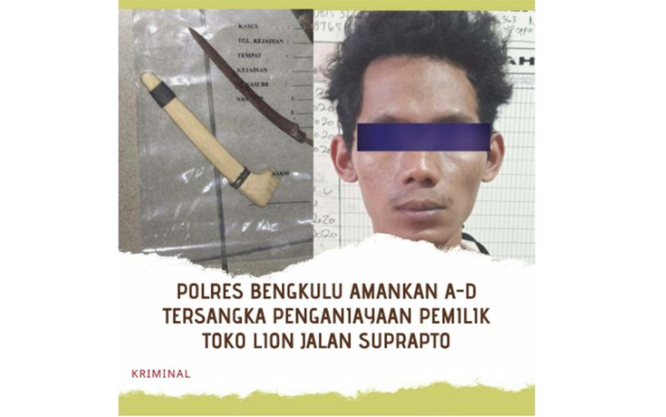 Polres Bengkulu Amankan Tersangka Penusukan Pemilik Toko Lion Soeprapto