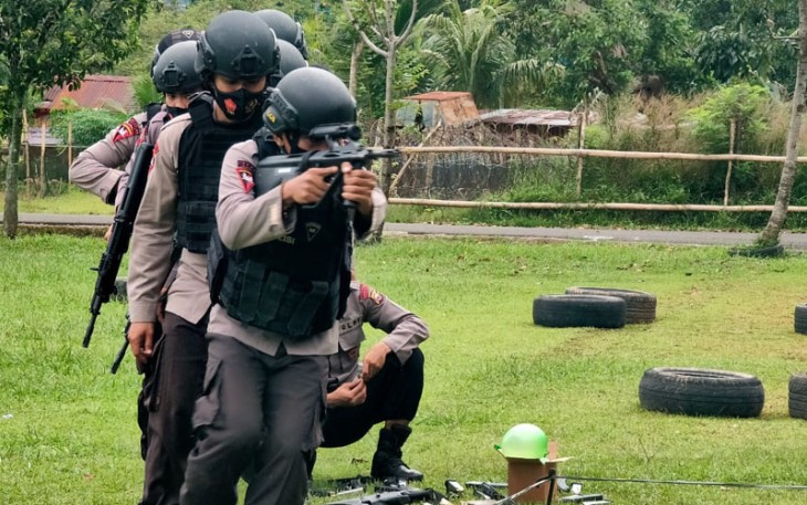 Gegana Satbrimobda Polda Bengkulu Latihan Taktikal Game Anti Teror