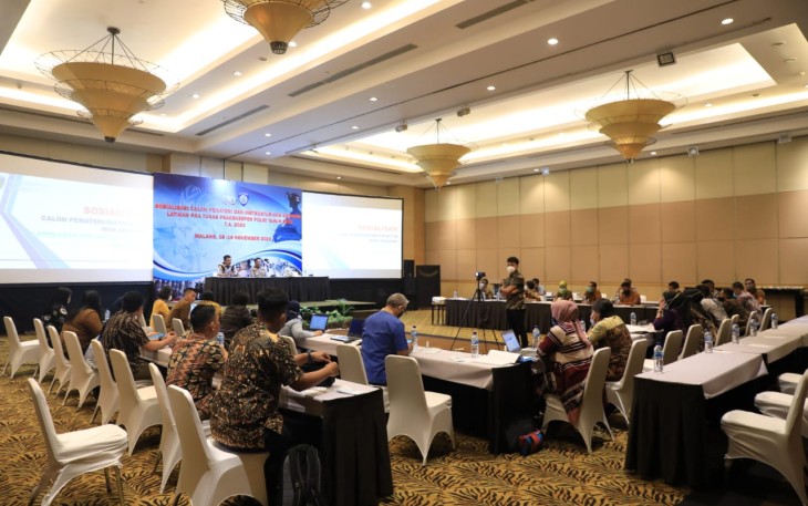Divisi Hubungan Internasional(Divhubinter) Polri menggelar Sosialisasicalon Pemateri dan Instruktur Non Organik kepada mantan Peacekeeper polri yang telah menyelesaikan Misi perdamaian di Malang,Jawa Timur, Rabu (18/11/2020). 