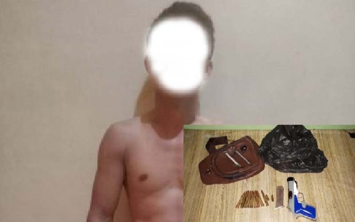 Terduga Oknum Kades dan Barang Bukti Senpi Rakitan 